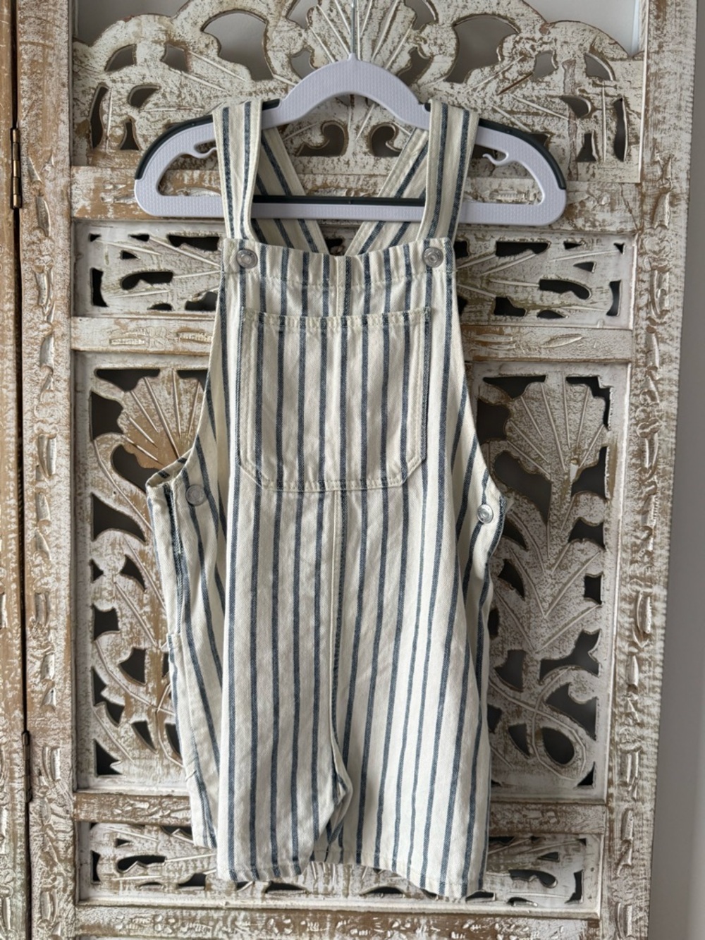 Zara Cream Overalls with Blue Stripes - Kids One Piece